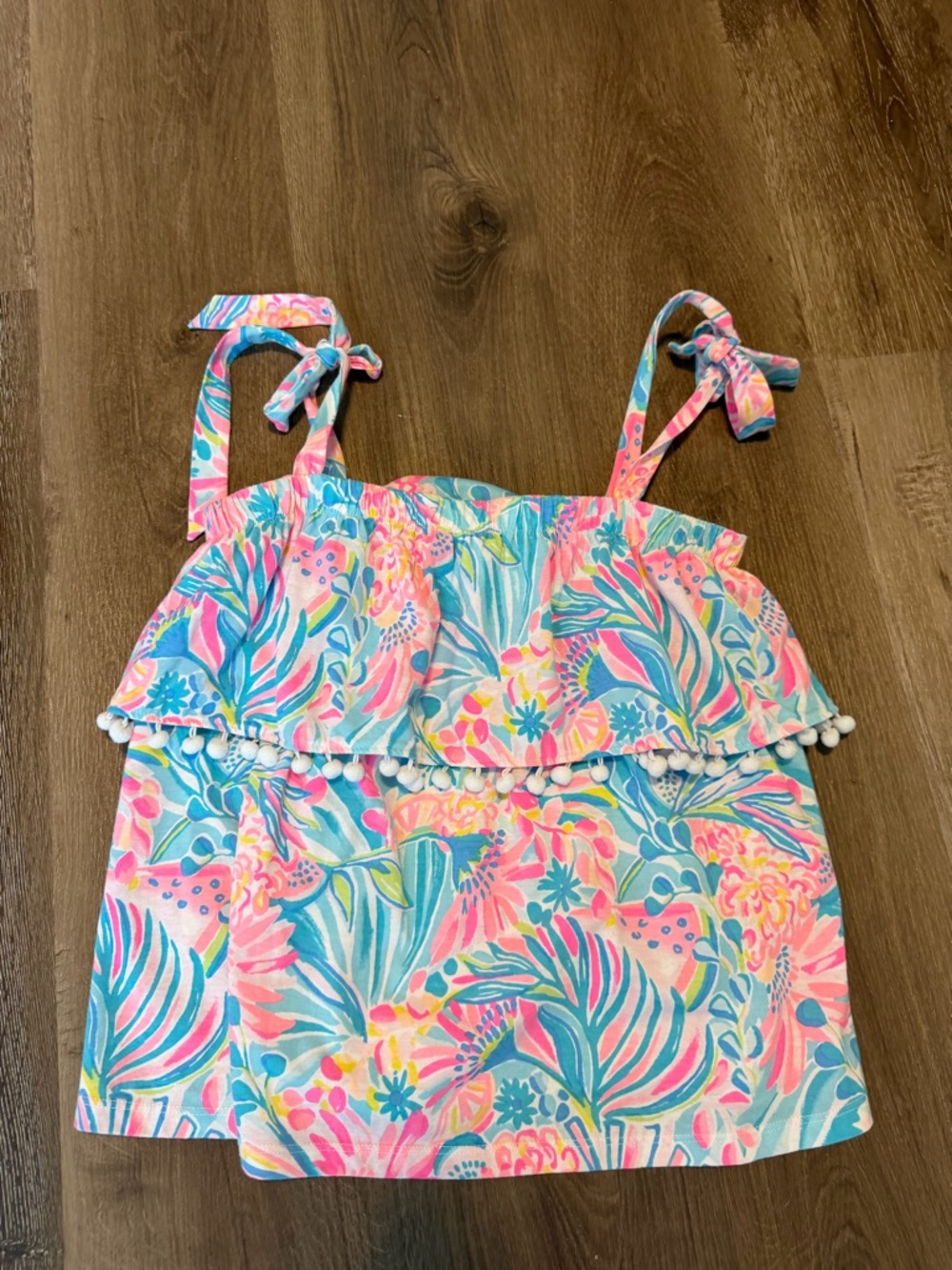 Colorful Tropical Print Ruffle Tank Top - Pink, Blue, Mint Lilly Pulitzer